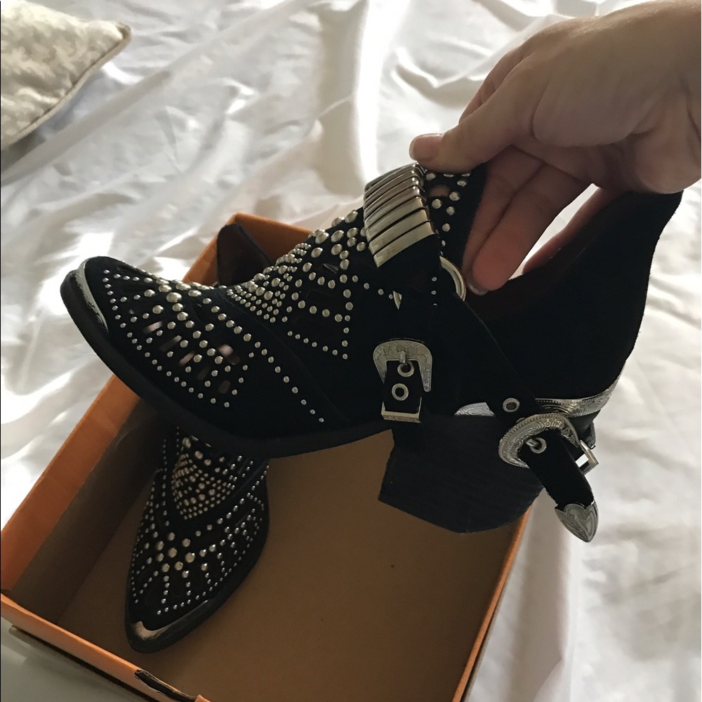 Jeffrey Campbell Black and Silver Ankle Boots